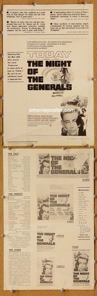 a085 NIGHT OF THE GENERALS movie pressbook '67 Peter O'Toole