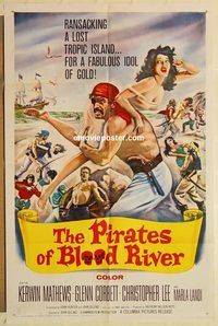 a823 PIRATES OF BLOOD RIVER one-sheet movie poster '62 Kerwin Mathews