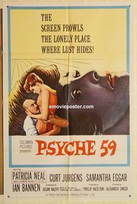 a828 PSYCHE '59 one-sheet movie poster '64 Patricia Neal, Curt Jurgens