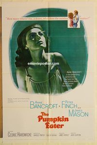 a829 PUMPKIN EATER one-sheet movie poster '64 Anne Bancroft, Peter Finch