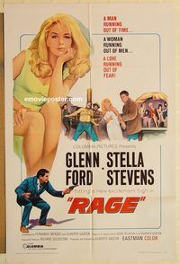 a831 RAGE one-sheet movie poster '66 Glenn Ford, Stella Stevens