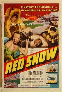 a834 RED SNOW one-sheet movie poster '52 Guy Madison, Ray Mala, Eskimos!