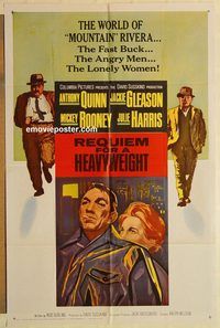 a835 REQUIEM FOR A HEAVYWEIGHT one-sheet movie poster '62 Quinn, boxing!