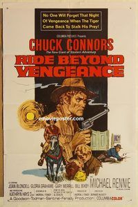 a837 RIDE BEYOND VENGEANCE one-sheet movie poster '66 Chuck Connors