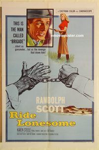 a838 RIDE LONESOME one-sheet movie poster '59 Randolph Scott, Boetticher