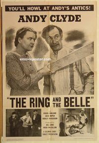 a839 RING & THE BELLE one-sheet movie poster '41 Andy Clyde, Vivien Oakland