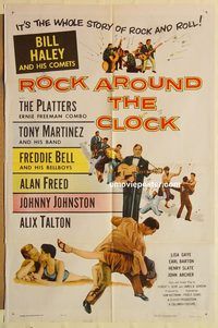 a842 ROCK AROUND THE CLOCK one-sheet movie poster '56 Bill Haley, musical!