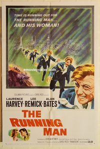 a843 RUNNING MAN one-sheet movie poster '63 Laurence Harvey, Remick