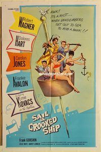 a846 SAIL A CROOKED SHIP one-sheet movie poster '61 Robert Wagner, Hart