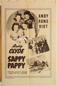 a847 SAPPY PAPPY one-sheet movie poster '42 Andy Clyde, Marjorie Deanne