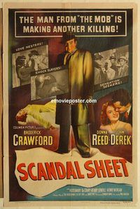 a850 SCANDAL SHEET one-sheet movie poster '52 Sam Fuller, Crawford