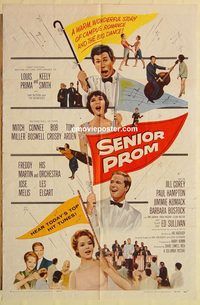 a854 SENIOR PROM one-sheet movie poster '58 Louis Prima, rock 'n' roll!