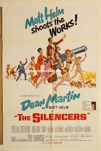 a861 SILENCERS one-sheet movie poster '66 Dean Martin, great image!