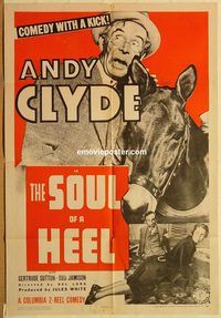 a864 SOUL OF A HEEL one-sheet movie poster '38 Andy Clyde, Gertrude Sutton