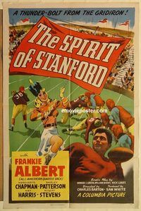 a865 SPIRIT OF STANFORD one-sheet movie poster '42 football, Rose Bowl!