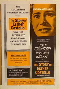 a867 STORY OF ESTHER COSTELLO one-sheet movie poster '57 Golden Virgin!