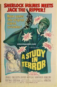 a869 STUDY IN TERROR one-sheet movie poster '66 Neville as Sherlock Holmes!