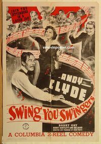 a873 SWING YOU SWINGERS one-sheet movie poster '39 Andy Clyde, Bobby Gay