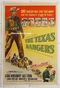 a006 TEXAS RANGERS linen one-sheet movie poster '51 George Montgomery