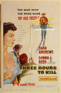 a878 THREE HOURS TO KILL one-sheet movie poster '54 Dana Andrews, Reed