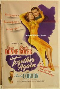 a882 TOGETHER AGAIN one-sheet movie poster '44 Irene Dunne, Charles Boyer