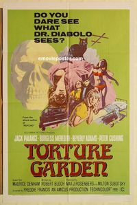 a883 TORTURE GARDEN one-sheet movie poster '67 Robert Bloch, Palance