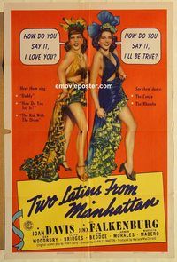 a889 TWO LATINS FROM MANHATTAN one-sheet movie poster '41 Joan Davis