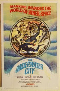 a891 UNDERWATER CITY one-sheet movie poster '61 Lundigan, scuba sci-fi!