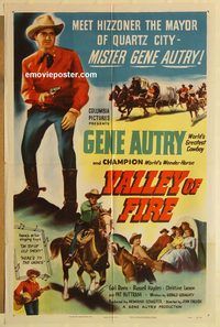a894 VALLEY OF FIRE one-sheet movie poster '51 Gene Autry, Gail Davis
