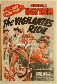 a897 VIGILANTES RIDE one-sheet movie poster '43 Russell Hayden, Taylor