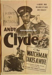 a903 WATCHMAN TAKES A WIFE one-sheet movie poster '41 Andy Clyde, Compson