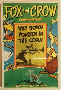 a904 WAY DOWN YONDER IN THE CORN one-sheet movie poster '43 Fox & Crow!