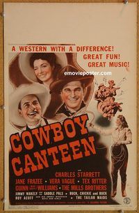 a061 COWBOY CANTEEN window card movie poster '44 Charles Starrett, Jane Frazee