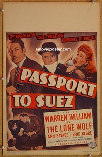 a068 PASSPORT TO SUEZ window card movie poster '43 William Warren, Ann Savage