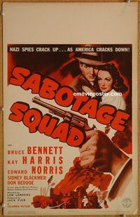 a070 SABOTAGE SQUAD window card movie poster '42 Bruce Bennett, World War II