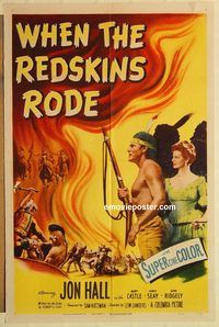 a907 WHEN THE REDSKINS RODE one-sheet movie poster '51 Native Americans!
