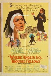 a908 WHERE ANGELS GO TROUBLE FOLLOWS one-sheet movie poster '68 Russell