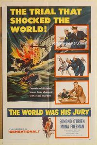a915 WORLD WAS HIS JURY one-sheet movie poster '58 Edmund O'Brien, Freeman
