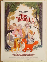 d569 FOX & THE HOUND 30x40 movie poster '81 Walt Disney animals!