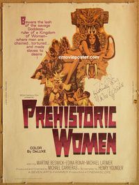 d586 PREHISTORIC WOMEN signed 30x40 movie poster '66 Martine Beswick