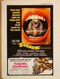 d596 SSSSSSS/BOY WHO CRIED WEREWOLF 30x40 movie poster '73 horror!