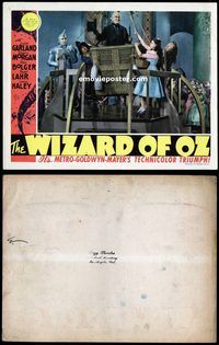 d003 WIZARD OF OZ movie lobby card '39 Dorothy & Wizard in balloon!