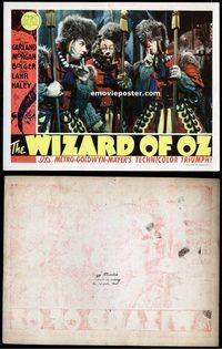 d008 WIZARD OF OZ movie lobby card '39 The Tin Man, Lion, Scarecrow!
