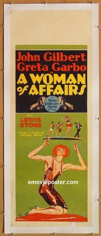 d043 WOMAN OF AFFAIRS linen Aust daybill movie poster '28 Greta Garbo