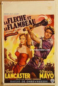 d151 FLAME & THE ARROW Belgian movie poster '50 Burt Lancaster, Mayo