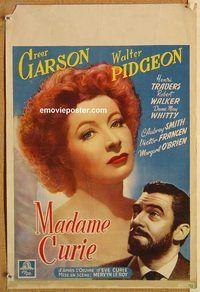 d171 MADAME CURIE Belgian movie poster '43 Greer Garson, Pidgeon