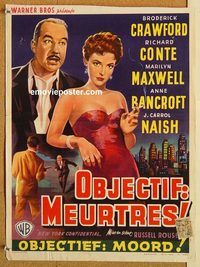 d177 NEW YORK CONFIDENTIAL Belgian movie poster '55 Crawford, Conte