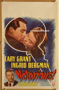 d180 NOTORIOUS Belgian movie poster 1948 Cary Grant, Ingrid Bergman