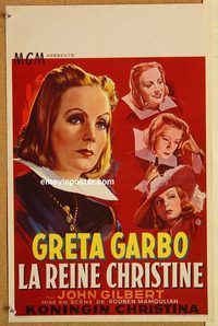 d184 QUEEN CHRISTINA Belgian movie poster R50s Greta Garbo, Gilbert