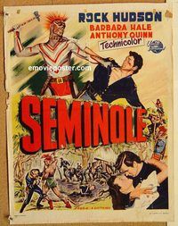 d193 SEMINOLE Belgian movie poster '53 Rock Hudson, Barbara Hale